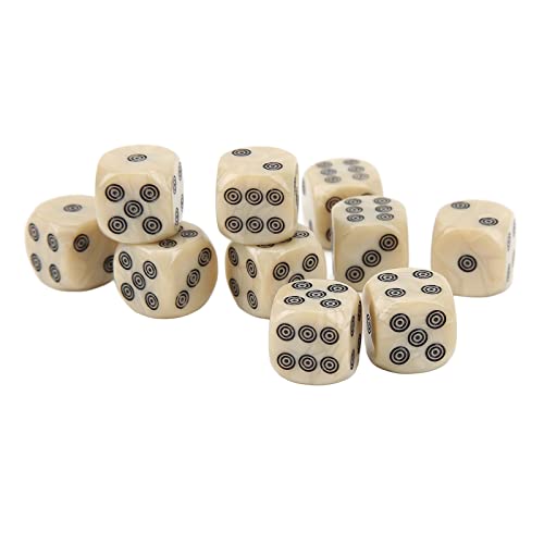 Juego de Dados de 6 Caras, 20 Piezas de Puntos Circulares de Grano de Perla Blanca Dados de Seis Caras de 16 Mm Dados de Juego Estándar para Juegos de Mesa Borad Juegos de Enseñanza de Matemáticas