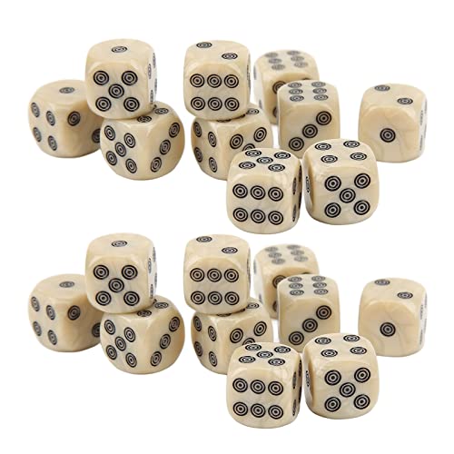 Juego de Dados de 6 Caras, 20 Piezas de Puntos Circulares de Grano de Perla Blanca Dados de Seis Caras de 16 Mm Dados de Juego Estándar para Juegos de Mesa Borad Juegos de Enseñanza de Matemáticas