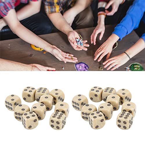 Juego de Dados de 6 Caras, 20 Piezas de Puntos Circulares de Grano de Perla Blanca Dados de Seis Caras de 16 Mm Dados de Juego Estándar para Juegos de Mesa Borad Juegos de Enseñanza de Matemáticas