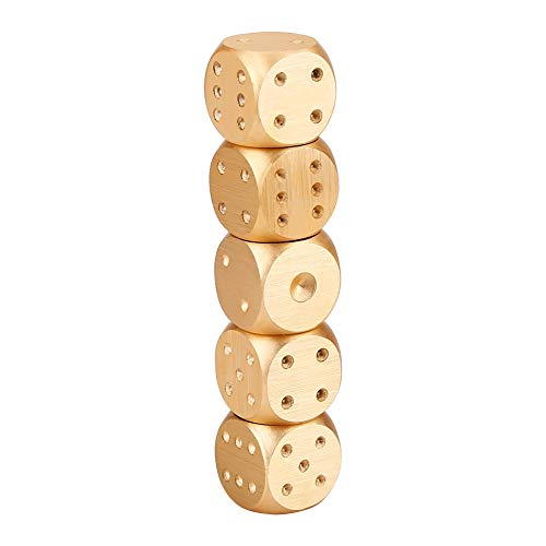 Juego de Dados de Metal Juegos de Dados poliédricos, Juego de Mesa de aleación de Aluminio 5pcs Juego de Dados de Dados con Cuadro de alenamiento Cuadrado/Rectangular Plata/Oro(Square Oro)