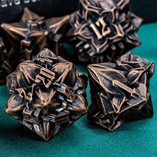 Juego de dados DND de metal ARUOHHA Dungeons and Dragons Dice con caja de regalo, D y D Dados poliédricos grandes para Warhammer RPG Sharp Edge Dice Juego de 7 dados D&D D20 D12 D10 D8 D6 D4