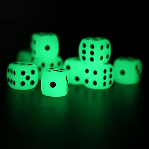 Juego de Dados Que Brillan en la Oscuridad de 20 Piezas, Dados Luminosos de 6 Lados para Juegos de Mesa, favores de Fiesta temática de Casino de Actividad 16mm