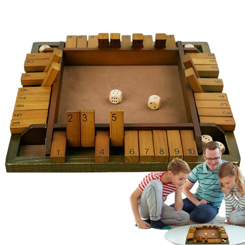 Juego de dados Shut The Box - Juegos de dados de madera - Juegos de mesa, 2-4 jugadores, mejora las habilidades matemáticas y de toma de decisiones para aprender más, proporcionando entretenimiento