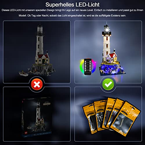 Juego de luces LED para faro motorizado Lego, mando a distancia, luces de juguete creativas (solo juego de luces, no es un modelo Lego)- Versión de mando a distancia