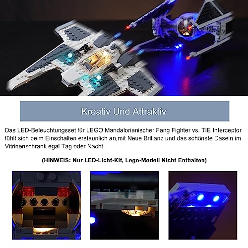 Juego de luces LED para Lego 75348 S'tar Wars Mandalorian Fang Fighter vs. TIE Interceptor (no modelo Lego), juego de iluminación decorativa para Lego Mandalorian Fang Fighter vs. TIE Interceptor