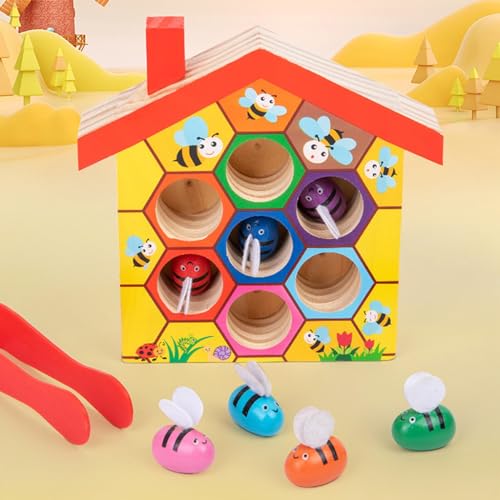 Juego de Mesa Colmena de Abejas - Rompecabezas de clasificación de Colores de Madera Juguete Montessori | Rompecabezas de Colores de interacción Entre Padres e Hijos, Regalo Educativo Ranley