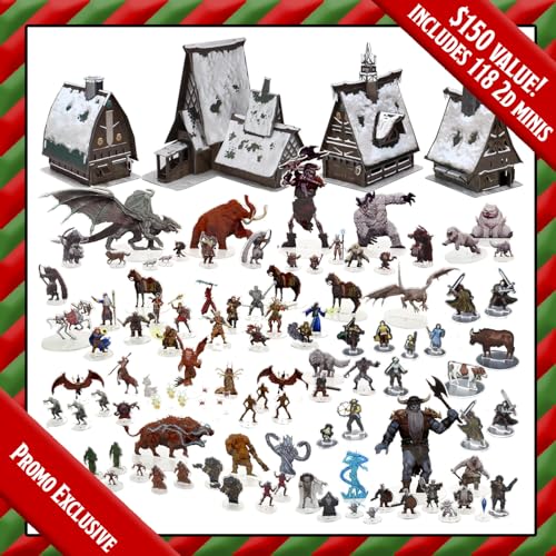 Juego de regalo Epic Dungeons & Dragons - Miniaturas 2D y paquete de terreno de manualidades | Minis de ídolos 2D de los reinos + juegos de manualidades | Personajes icónicos de D&D Books para