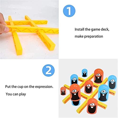 Juego de Tic-Tac-Toe Sorpresa, Tic Tac Toe, Juego de Gobble Azul Naranja, Juego de Mesa Interior, Juegos Familiares para Jugar y un Juego Clásico Decoración del Hogar, Juego de Tac de Plástico