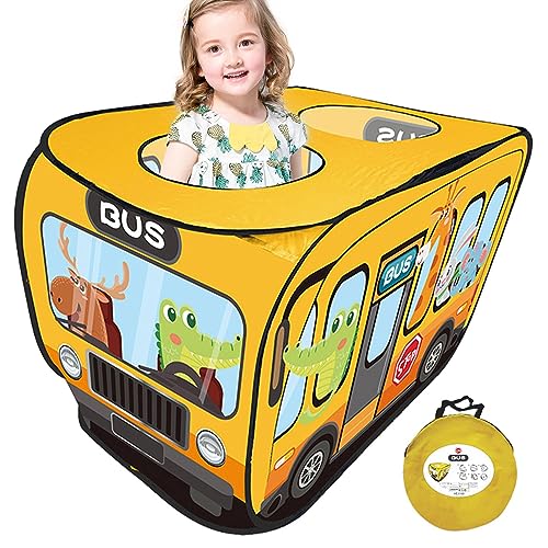 Juegos, School Bus Play Tent Kids Playhouse para Interior y Exterior, Juguete casa Juegos Plegable, Juegos simulación para Acampar, 44.88X28.35X29.53In Bexdug