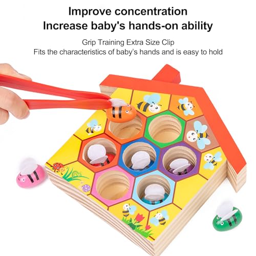 Juguete de Colmena de Abejas de Madera - Rompecabezas de clasificación de Colores de Madera Juguete Montessori - Rompecabezas de Color de interacción Entre Padres e Hijos para niños Mayores de Niesel