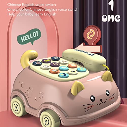 Juguete Musical Para Bebé, Sonido Múltiple, Voz En Chino E Inglés, Encantadora Forma De Gato, Música Para Bebé, Teléfono, Coche, Juguete De Tracción Sensorial, Juguete Para Regalo Interactivo