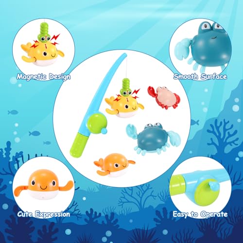 Juguetes Baño Bebe, 10 Piezas Juego de Pesca Magnéticos con Red de Pesca, Juguete de Natación Flotantes Bañera Educativos Juegos Regalo para Infantil Niños Niñas de 3 4 5 6 7 8+ Años