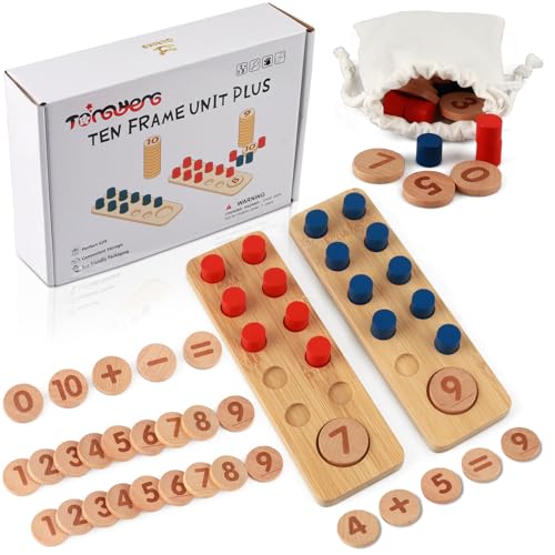 Juguetes Matemáticos Montessori, Aprender Números de Madera Juego, Aprender a Sumar y Restar Montessori, Juguetes Educativos de Madera Montessori, Puzzle Aprender Números para Niños 3 4 5 6 Años