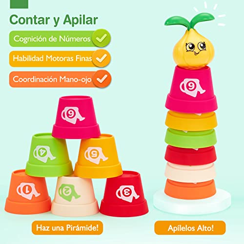 Juguetes Montessori para Niños 1 Año, 18 Pcs Vasos Apilables Juguetes Bebes 6-12 Meses Toddlers Juguetes de Clasificación de Colores y Formas con Puzzles, Juguete Educativo para Niños 1 2 3 Años