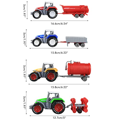 Juguetes para tractores agrícolas de aleación de 4 piezas, juego de juguetes para vehículos agrícolas, modelo de coche de ingeniería, tractores de juguete para niños y niños