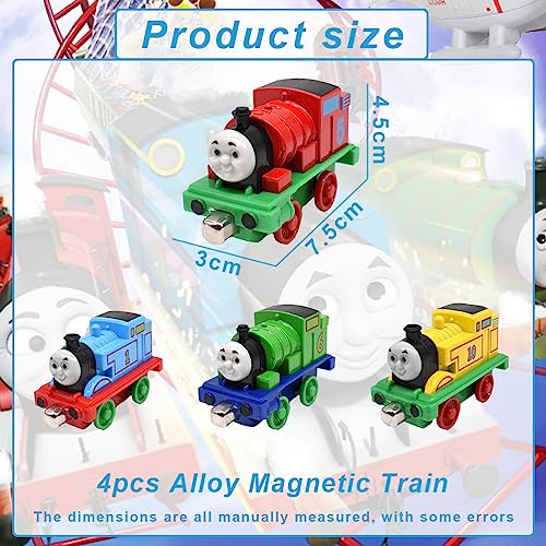 Juguetes Thomas para Niños Pequeños,4 Piezas Juego De Tren Magnético De Aleación,Pull-Back Vehicle, Apto para Thomas,Juguetes De Tren, Regalos para Niños y Niñas De 3 4 5 6 Años