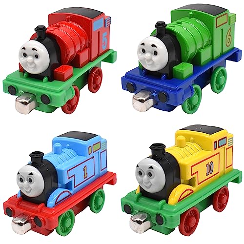 Juguetes Thomas para Niños Pequeños,4 Piezas Juego De Tren Magnético De Aleación,Pull-Back Vehicle, Apto para Thomas,Juguetes De Tren, Regalos para Niños y Niñas De 3 4 5 6 Años