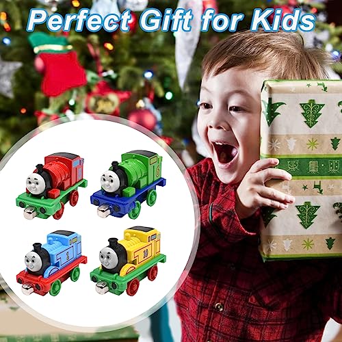 Juguetes Thomas para Niños Pequeños,4 Piezas Juego De Tren Magnético De Aleación,Pull-Back Vehicle, Apto para Thomas,Juguetes De Tren, Regalos para Niños y Niñas De 3 4 5 6 Años