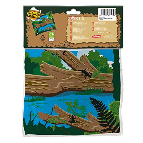 Jumbo Playset - Reptiles de Deluxebase. Set de Juego con Figuras de animalitos Bolsa de Reptiles de Juguete Grandes, Incluye Rana, Lagarto y Serpiente. Animales selváticos de Juguete para niños