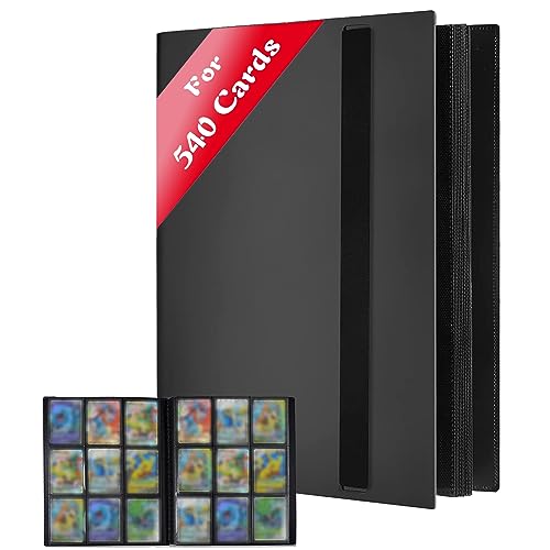 JUSONEY Álbum de Cartas Coleccionables - Álbum para 540 Cartas,Perfecto para coleccionar tarjetas para MTG Magic,Yu-Gi-Oh, Match Atta Negro de 30 Páginas