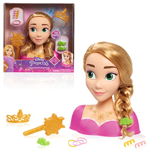 Just Play Disney Princess Rapunzel - Cabeza de peluquería (20 cm, con 10 Accesorios, para diversión de Peinado, a Partir de 3 años)