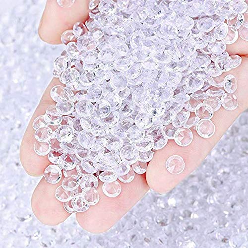 JZK 5000 Piezas 6mm Blanco Claro Diamante acrílico Confeti Mesa Boda Confeti Mesa Fiesta dispersión Gemas Cristales decoración Mesa para Boda, cumpleaños, gallina Fiesta, bebé Ducha, Navidad