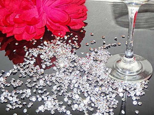 JZK 5000 Piezas 6mm Blanco Claro Diamante acrílico Confeti Mesa Boda Confeti Mesa Fiesta dispersión Gemas Cristales decoración Mesa para Boda, cumpleaños, gallina Fiesta, bebé Ducha, Navidad