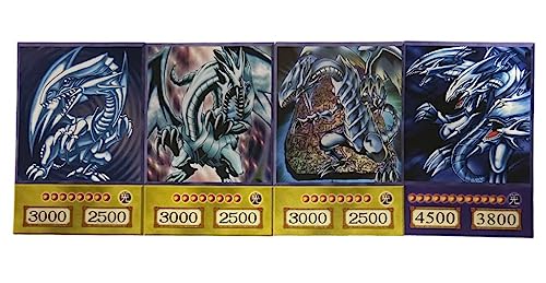 Kaiba Set 3 Dragones Blancos de Ojos Azules + 1 Dragón Último de Ojos Azules ORICA - Tarjeta Anime Original - Todas las piezas incluidas + Heartforcards Protección de Envío