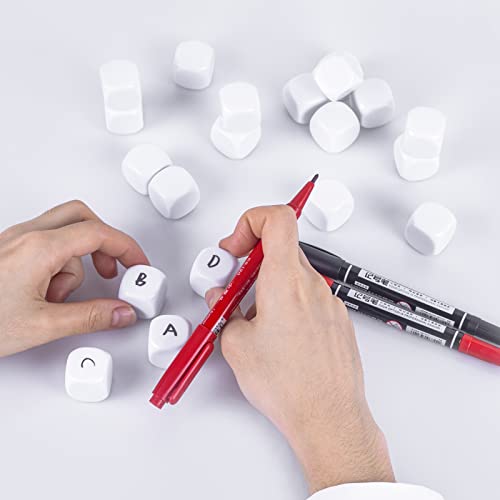 KAIHENG Dados de acrílico de 20mm con Superficie alisada Dados de Seis Lados con Esquinas Redondeadas Cubos de Dados Blancos en Blanco para Juegos de Mesa, Fiesta Divertida 20PCS Blanco