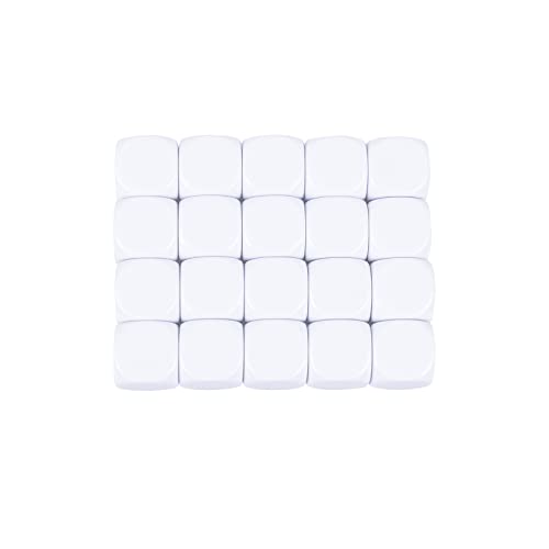 KAIHENG Dados de acrílico de 20mm con Superficie alisada Dados de Seis Lados con Esquinas Redondeadas Cubos de Dados Blancos en Blanco para Juegos de Mesa, Fiesta Divertida 20PCS Blanco