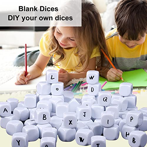 KAIHENG Dados de acrílico de 20mm con Superficie alisada Dados de Seis Lados con Esquinas Redondeadas Cubos de Dados Blancos en Blanco para Juegos de Mesa, Fiesta Divertida 20PCS Blanco