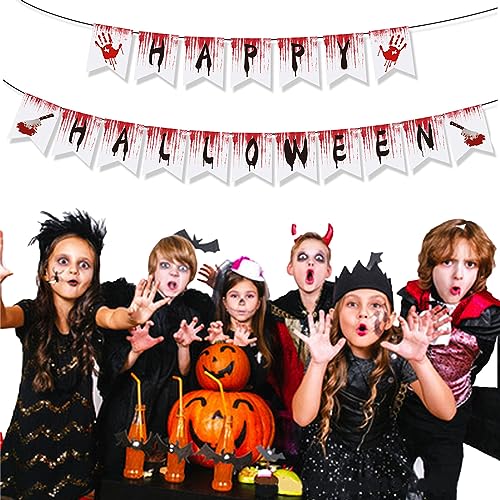 KASESSS 4 Conjuntos Guirnaldas Halloween Papel Bloody, Fiesta Halloween Decoracion Horrible, Hanging Decoracion Halloween Terror, Happy Halloween Banner Pies Rotos Manos Pancarta Halloween para Casa