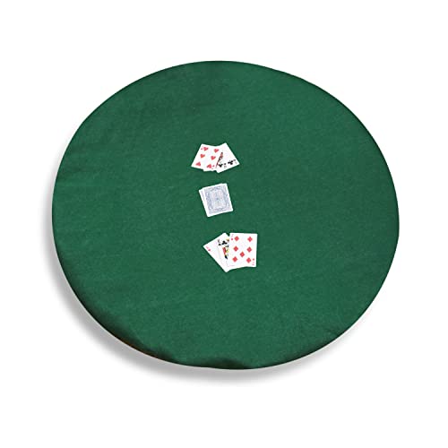 Katai Cubierta para Mesa de Poker - Redonda de Fieltro Verde Estilo Casino - Noche de Juegos con Reducción de Ruido y Prevención de Deslizamientos - Completa con 6 Posavasos de Corcho