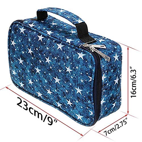 Kawaii Girls Boys School Pencil Case Penal Canvas 72 Holes Pencilcase Cartridge Penalty Large Pen Bag Box Stationery Kit (Azul), Azul