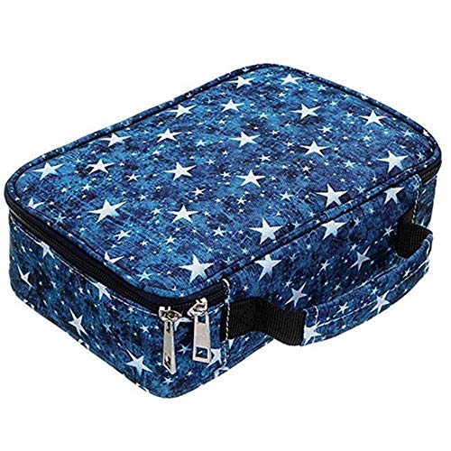 Kawaii Girls Boys School Pencil Case Penal Canvas 72 Holes Pencilcase Cartridge Penalty Large Pen Bag Box Stationery Kit (Azul), Azul