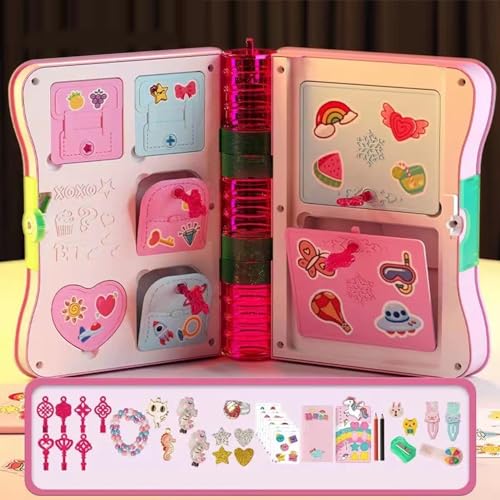 Keenso Caja Sorpresa Mágica con Diario de Papelería de Joyería de Princesa, Juguete de Juego de rol para Niñas (Pink)