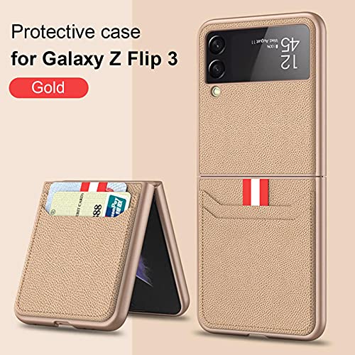 Keptfeet Funda Samsung Galaxy Z Flip 3 5G, Funda Protectora de Cuero PU Ultra Delgada a Prueba de Golpes Fundas Protectoras para teléfonos celulares