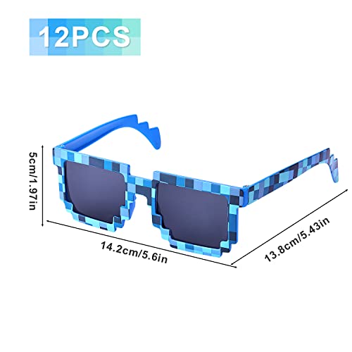 KINBOM 12 Pares Gafas Colores Fiesta, Gafas de Sol para Fiesta Gafas de Sol Color Gafas de Sol Plástico Fiesta Niños Adultos para Cumpleaños Mineros Juegos Pixelados Fiestas Regalos (6 Colores)