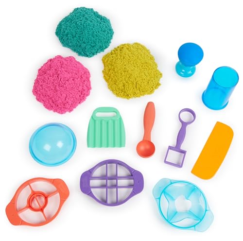 Kinetic Sand - Arena MÁGICA - Ultimate SANDISFYING - 907g de Arena Rosa, Amarilla y Azul - Moldes y Herramientas - Kit Manualidades Niños Juguetes Sensoriales - 6067345 - Juguetes Niños 7 Años +