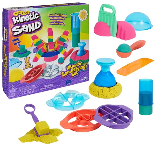 Kinetic Sand - Arena MÁGICA - Ultimate SANDISFYING - 907g de Arena Rosa, Amarilla y Azul - Moldes y Herramientas - Kit Manualidades Niños Juguetes Sensoriales - 6067345 - Juguetes Niños 7 Años +