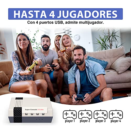 Kinhank Consola Retro, Super Console X Cube, 91,000+ Juegos, 60+ Emuladores Clásicos, Retro Game Console, EmuELEC 3.9 & Android 6.0, Chip S905, Pantalla 4K UHD, con 2 Controladores, 64 GB