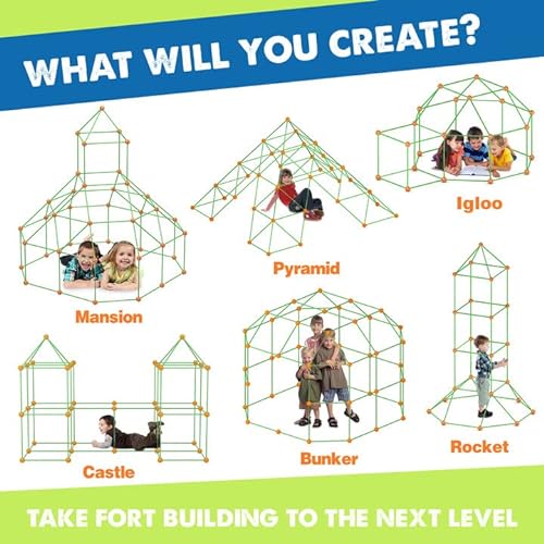 Kit construccion Fuertes niños - Brillan en la Oscuridad, 130 Piezas Creative Fort Toy para niños y niñas de 5+ años, Juguetes de construcción Stem, DIY Kit Castillos Túneles, Tienda de Juegos