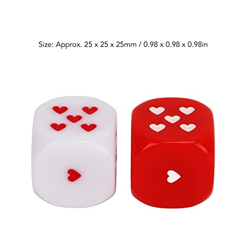 Kit de Dados de Corazón, 5 Pares de Plástico Rojo Blanco Método de Juego Múltiple Dados de Corazón Seguros para Viajar para Fiesta