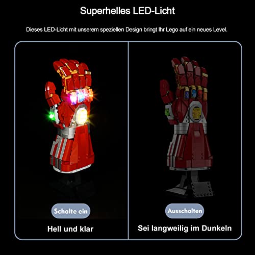 Kit de luz LED para guante Lego Iron Mans Nano Guante, Juego de iluminación LED para Lego 76223 Marvel Nano Guante Infinity (sólo iluminación, sin bloque de construcción) - Versión clásica