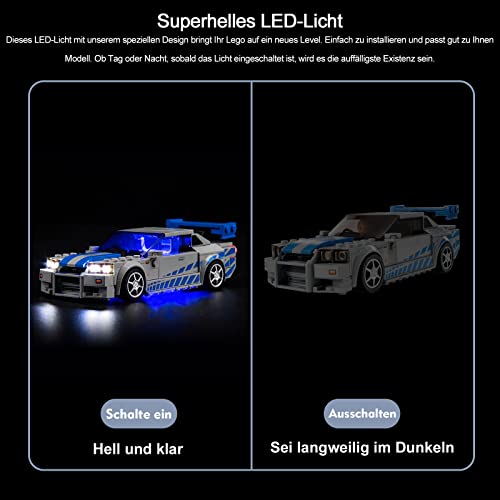 Kit de luz para Lego 76917 Speed Champions Nissan Skyline GT-R (no modelo de Lego), juego de iluminación LED compatible con Lego Nissan Skyline GT-R, luces de juguete creativas para adultos y niños