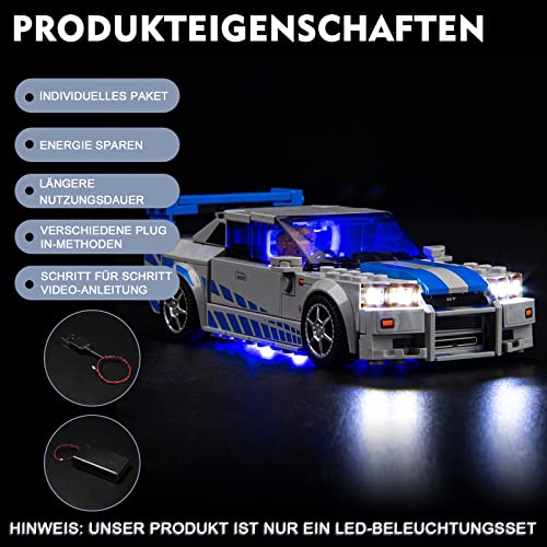 Kit de luz para Lego 76917 Speed Champions Nissan Skyline GT-R (no modelo de Lego), juego de iluminación LED compatible con Lego Nissan Skyline GT-R, luces de juguete creativas para adultos y niños