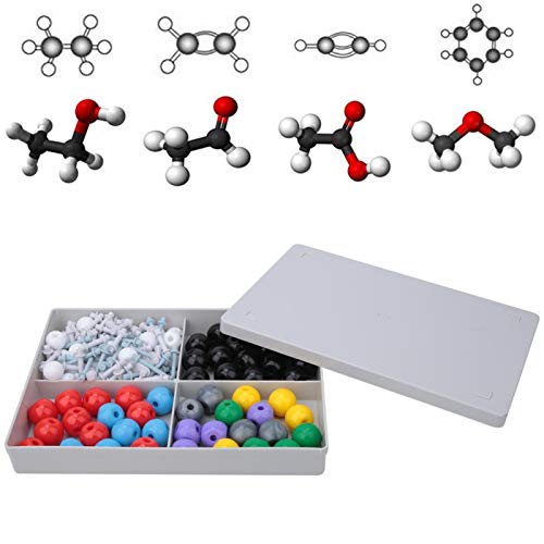 Kit de modelo de química orgánica de 140 piezas, kit de estructura inorgánica orgánica química molecular Conjunto de modelo molecular de bola y palo 80 * Átomos 60 * Enlace para el aprendizaje