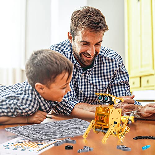 Kit de Robot Solar Stem, Juguetes 12 en 1, Juego de experimentos de Ciencia de construcción educativa, Regalos para niños, niñas, Regalos para niños de 8, 9, 10, 11, 12 y 13 años (Gris) (Amarillo)