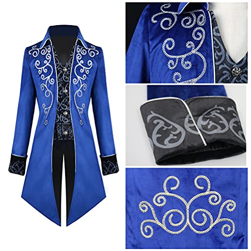 KJHSDNN Hombre Vintage Steampunk Chaqueta Renacentista Gótica Victoriana Levita Medieval Retro FRAC Uniforme Halloween Brujo Vampiro Pirata Disfraz Hombres Adultos Trajes