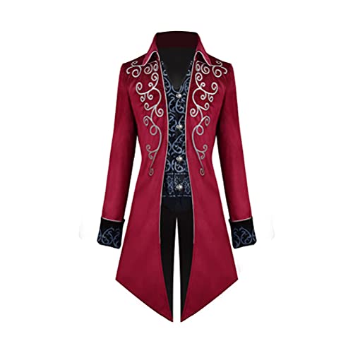 KJHSDNN Hombre Vintage Steampunk Chaqueta Renacentista Gótica Victoriana Levita Medieval Retro FRAC Uniforme Halloween Brujo Vampiro Pirata Disfraz Hombres Adultos Trajes